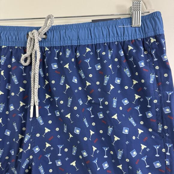 Rainforest New Blue Cocktail Print Volley Swim Trunks Mens Large Quick Dry Beach - Picture 3 of 14